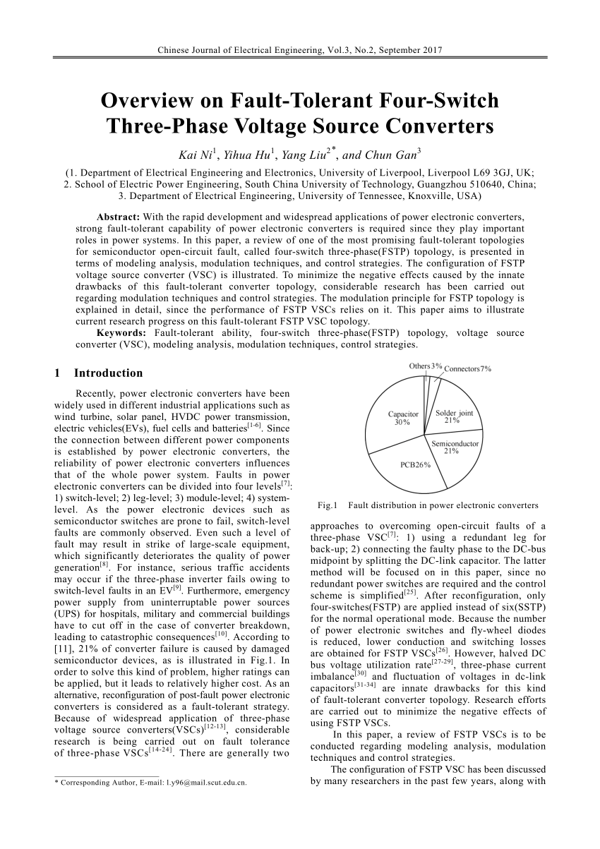 Pdf Overview On Fault Tolerant Four Switch Three Phase Voltage Source Converters