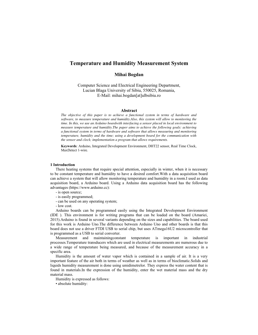 Indoor Temperature and Humidity Monitoring Example - Basic System