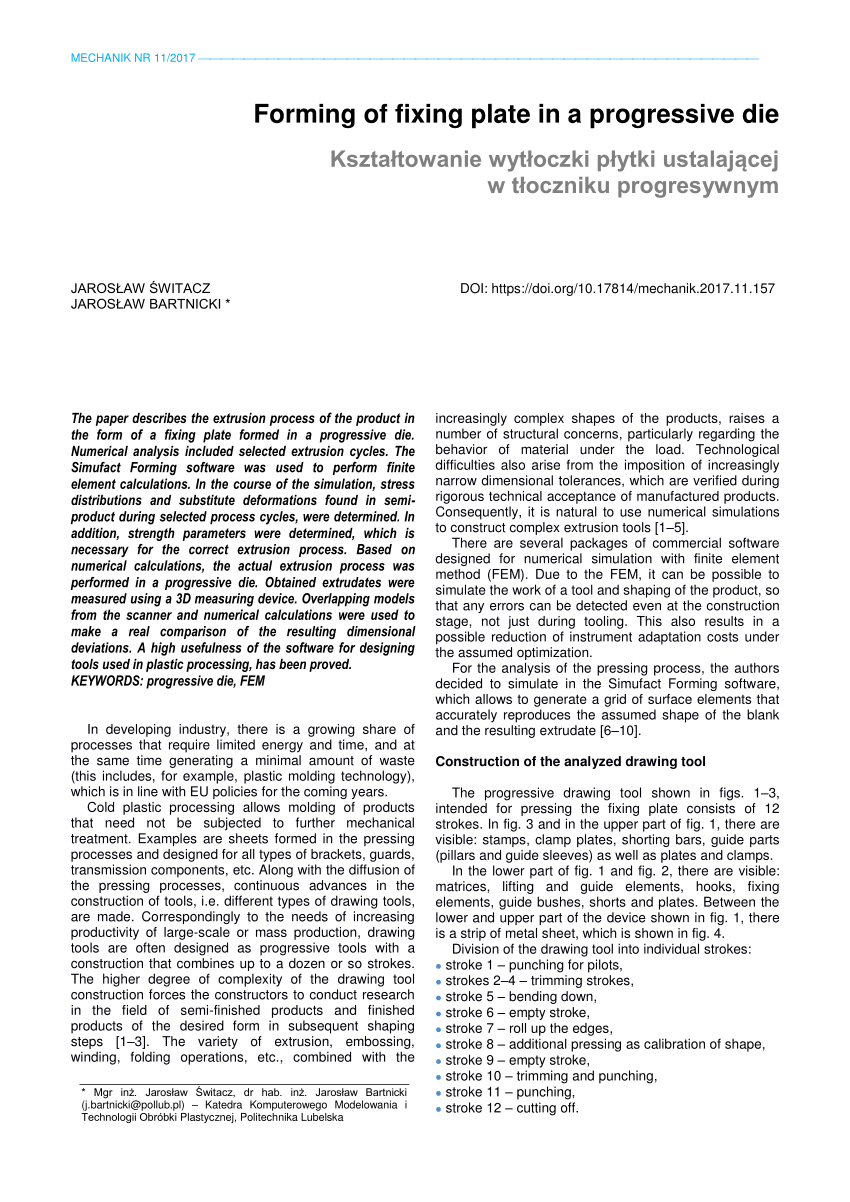 Numerical Effectiveness of the Simulation of an Automotive Body Part  Stamping - Jacek Stadnicki, Ireneusz Wróbel, 2015
