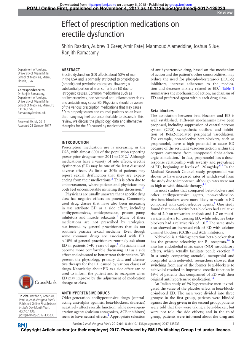 PDF Effect of prescription medications on erectile dysfunction