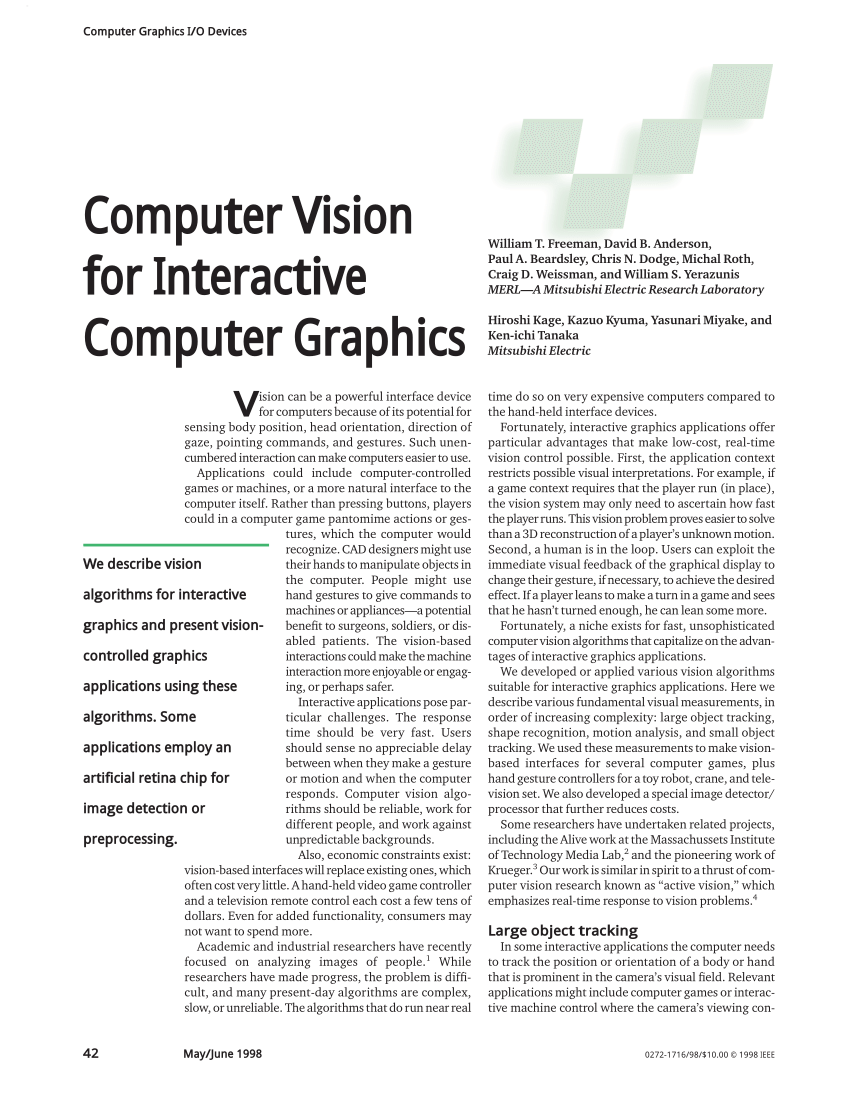 computer vision graphics and animation research paper