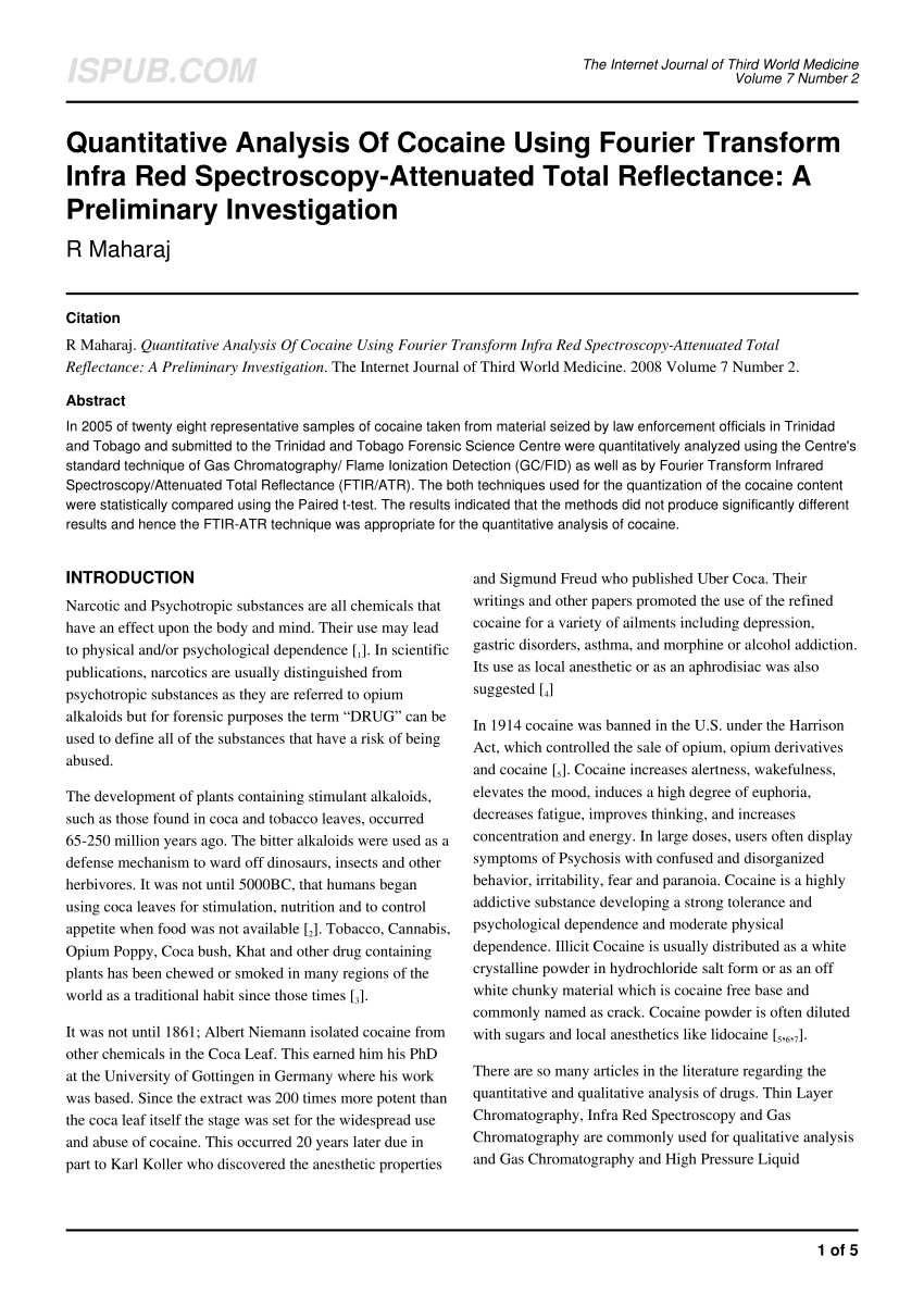 PDF Quantitative Analysis Of Cocaine Using Fourier Transform