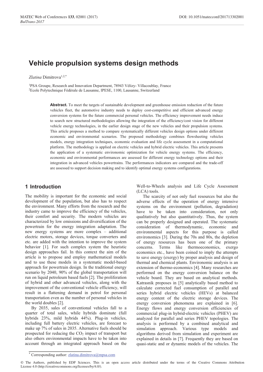 (PDF) Vehicle propulsion systems design methods