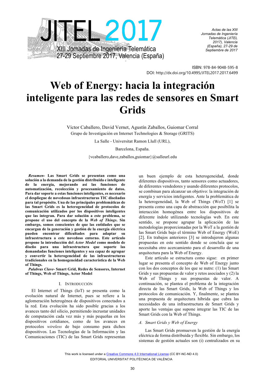 Pdf Web Of Energy Hacia La Integracion Inteligente Para Las