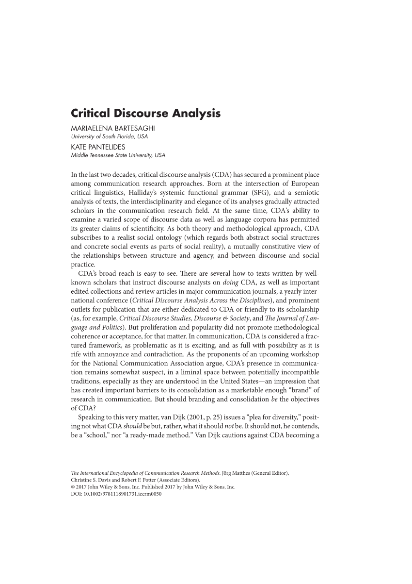research paper on critical discourse analysis