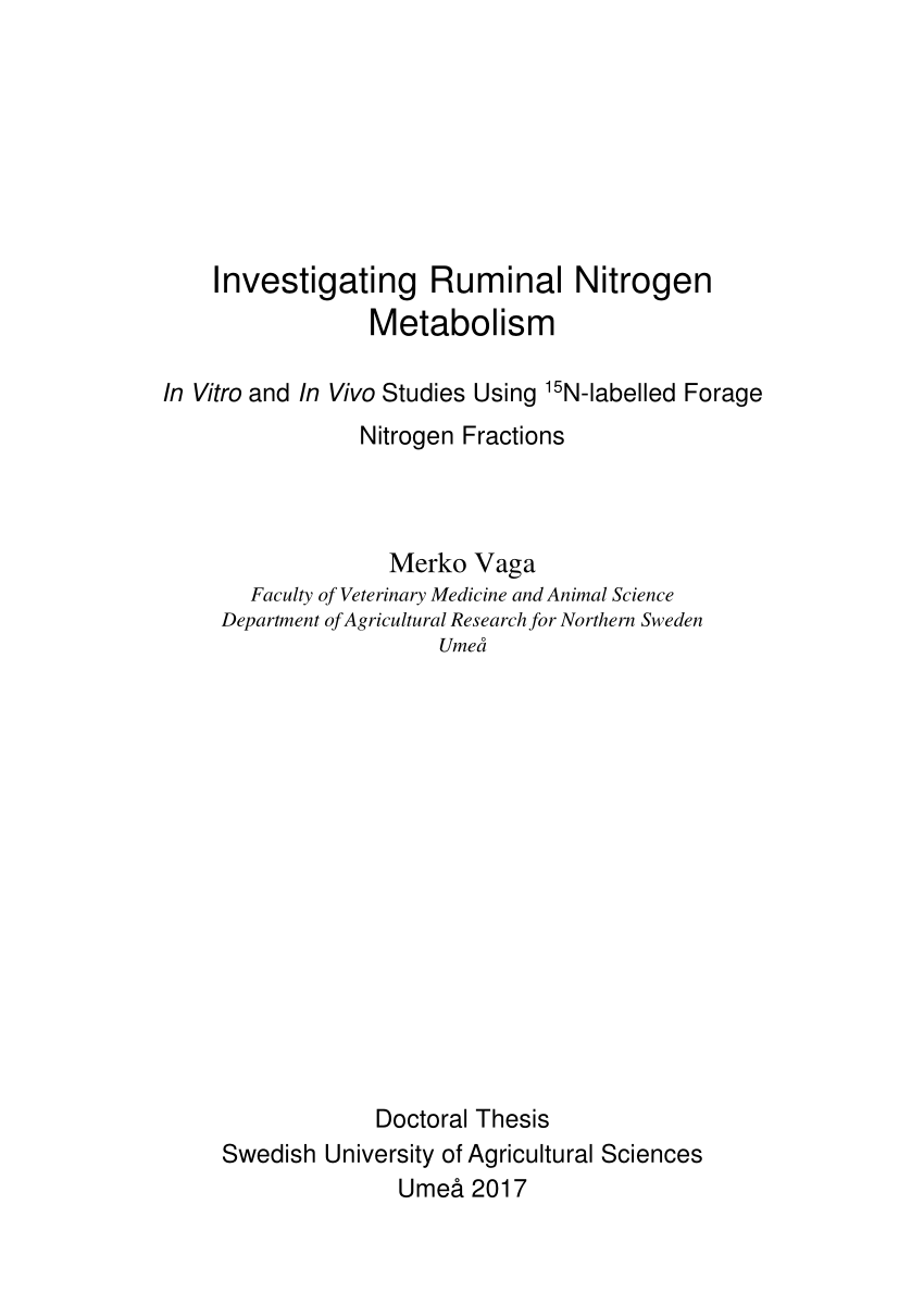 PDF) Investigating Ruminal Nitrogen Metabolism - In Vitro and In ...