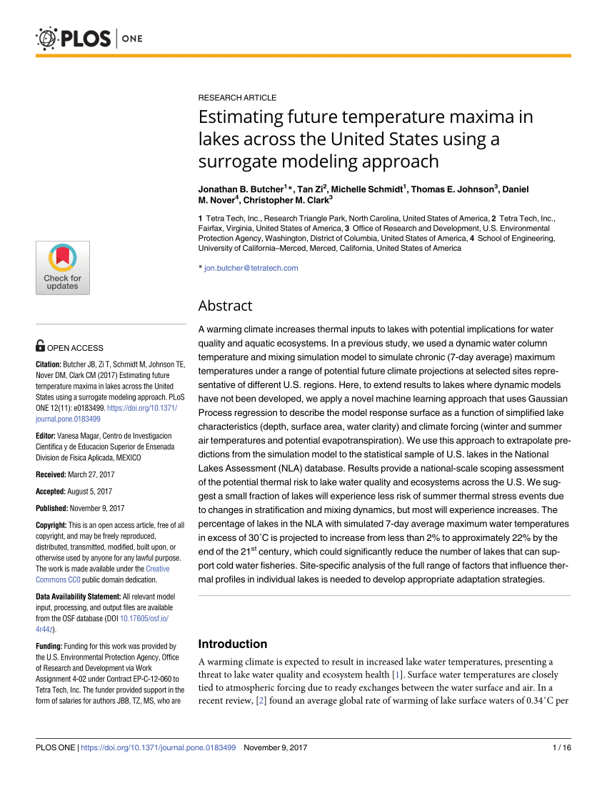 PDF Estimating future temperature maxima in lakes across the  