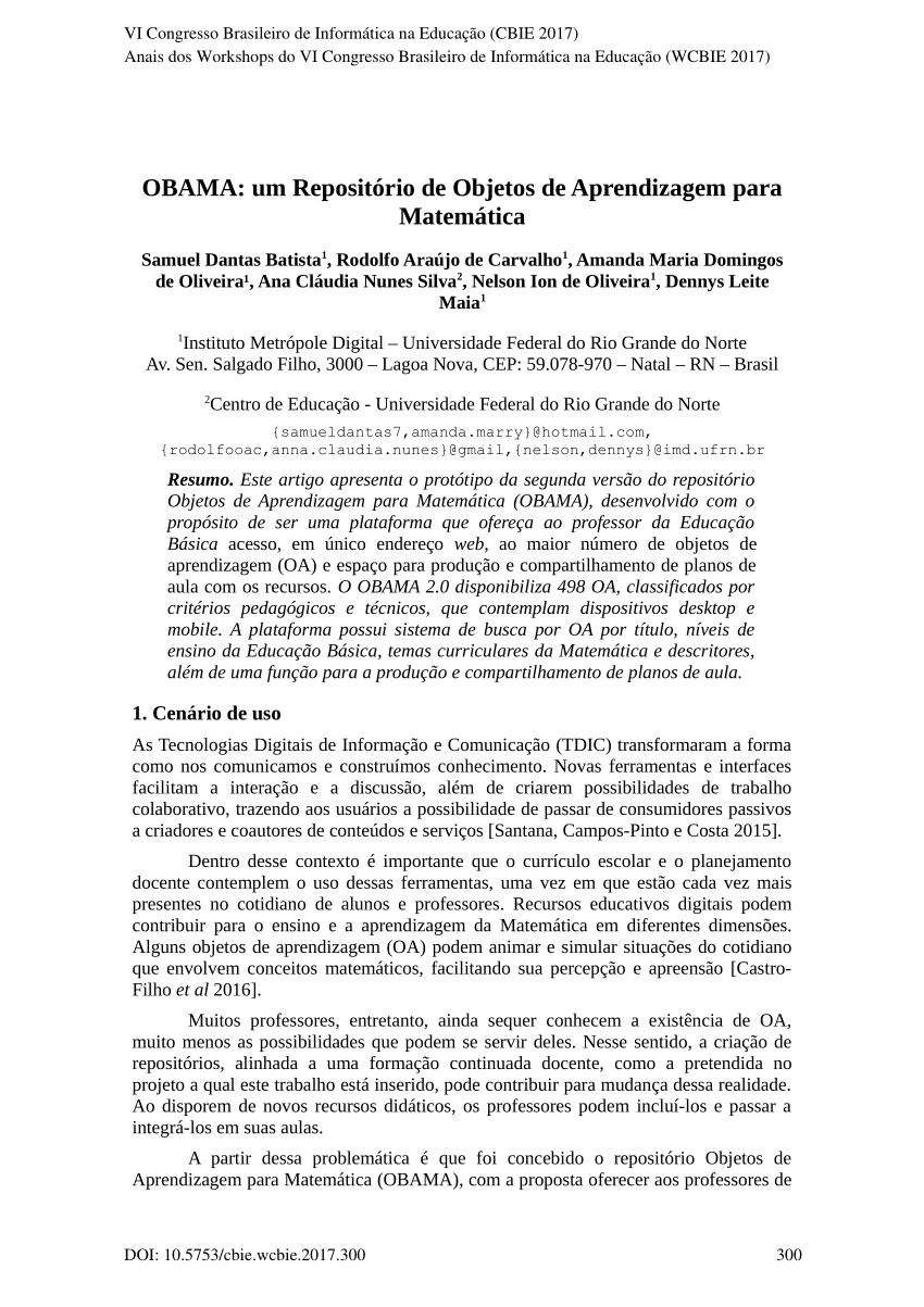 Objetos de Aprendizagem para Matemática - OBAMA