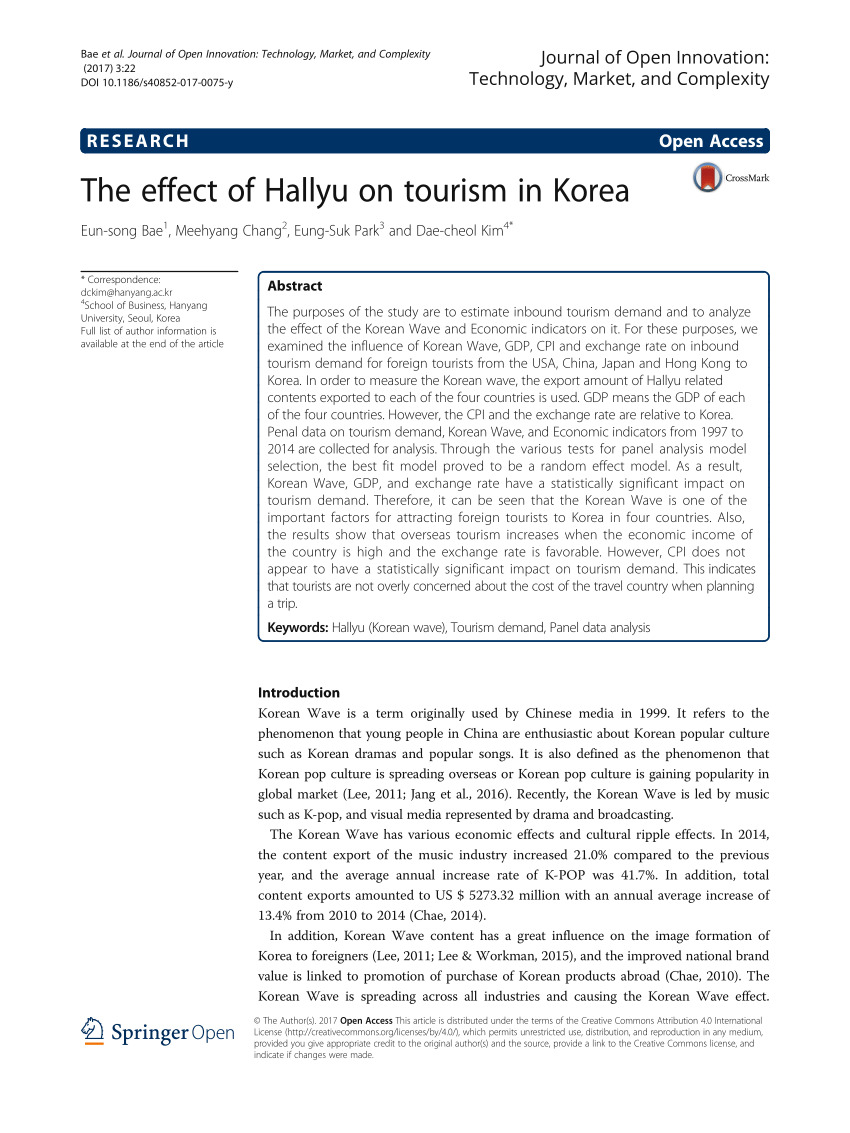 Pdf The Effect Of Hallyu On Tourism In Korea