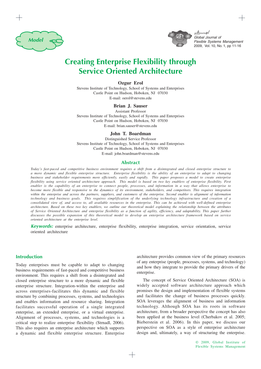Pdf Creating Enterprise Flexibility Through Service Oriented Architecture