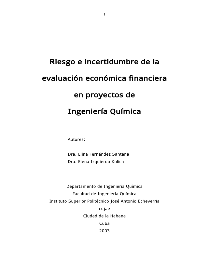 Pdf Riesgo E Incertidumbre De La Evaluacion Economica Financiera