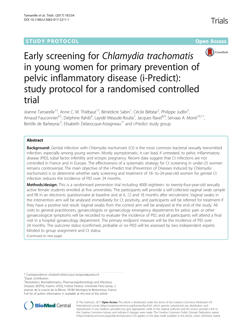 Pdf Early Screening For Chlamydia Trachomatis In Young Women For Primary Prevention Of Pelvic 0021