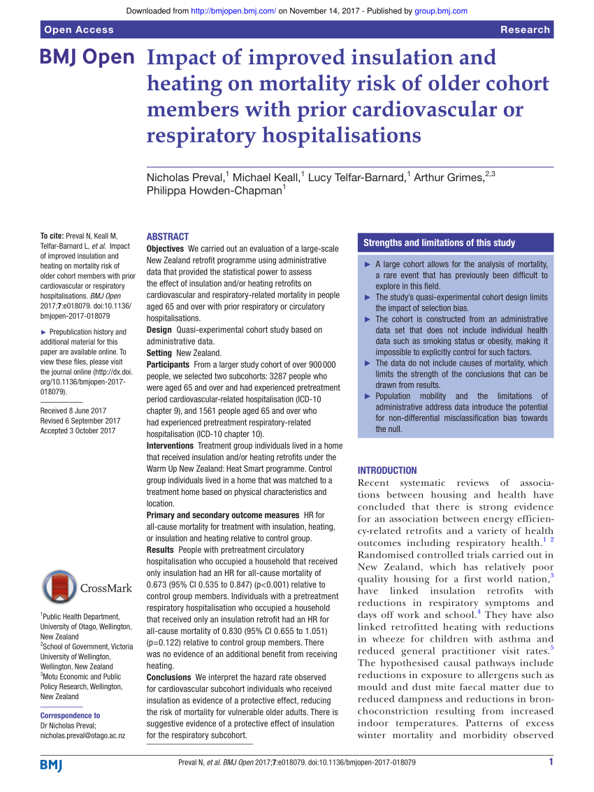 PDF) Impact of improved insulation and heating on mortality risk of older cohort members with prior cardiovascular or respiratory hospitalisations image picture