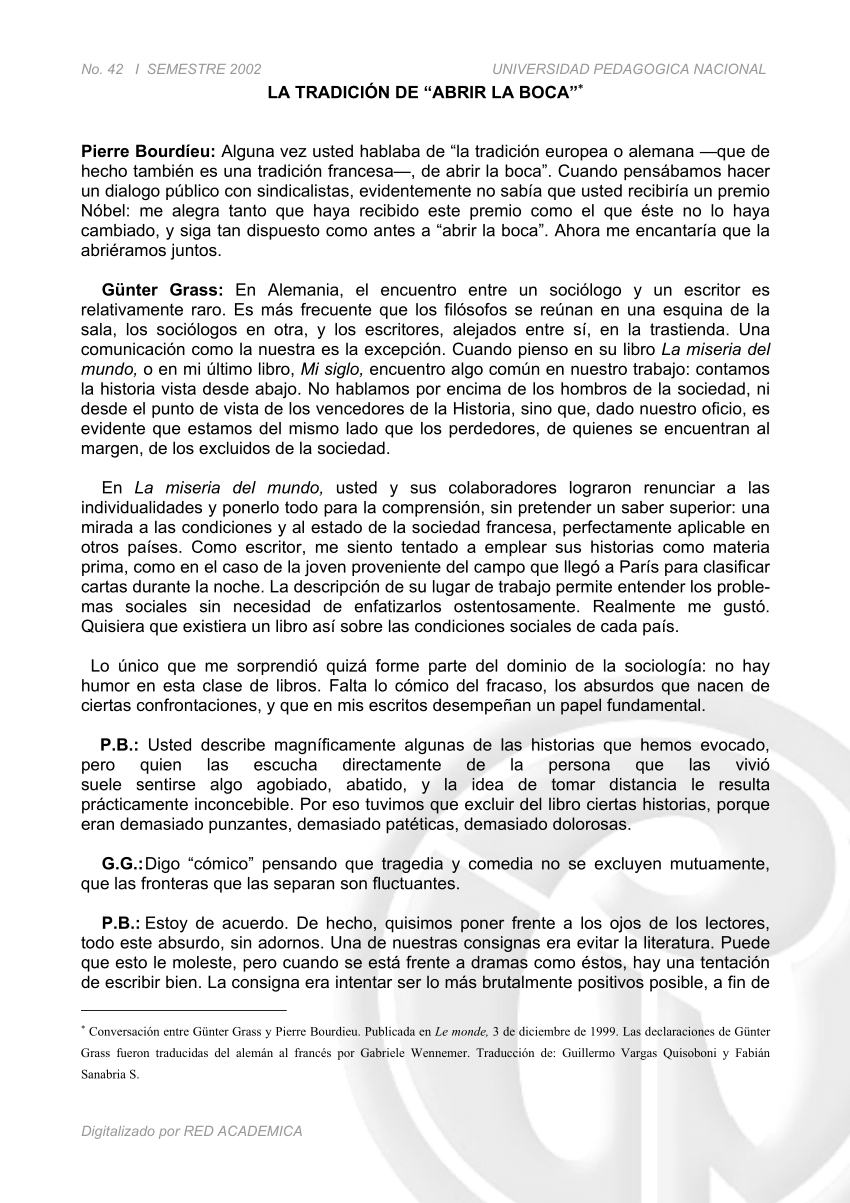 Pdf La Tradicion De Abrir La Boca