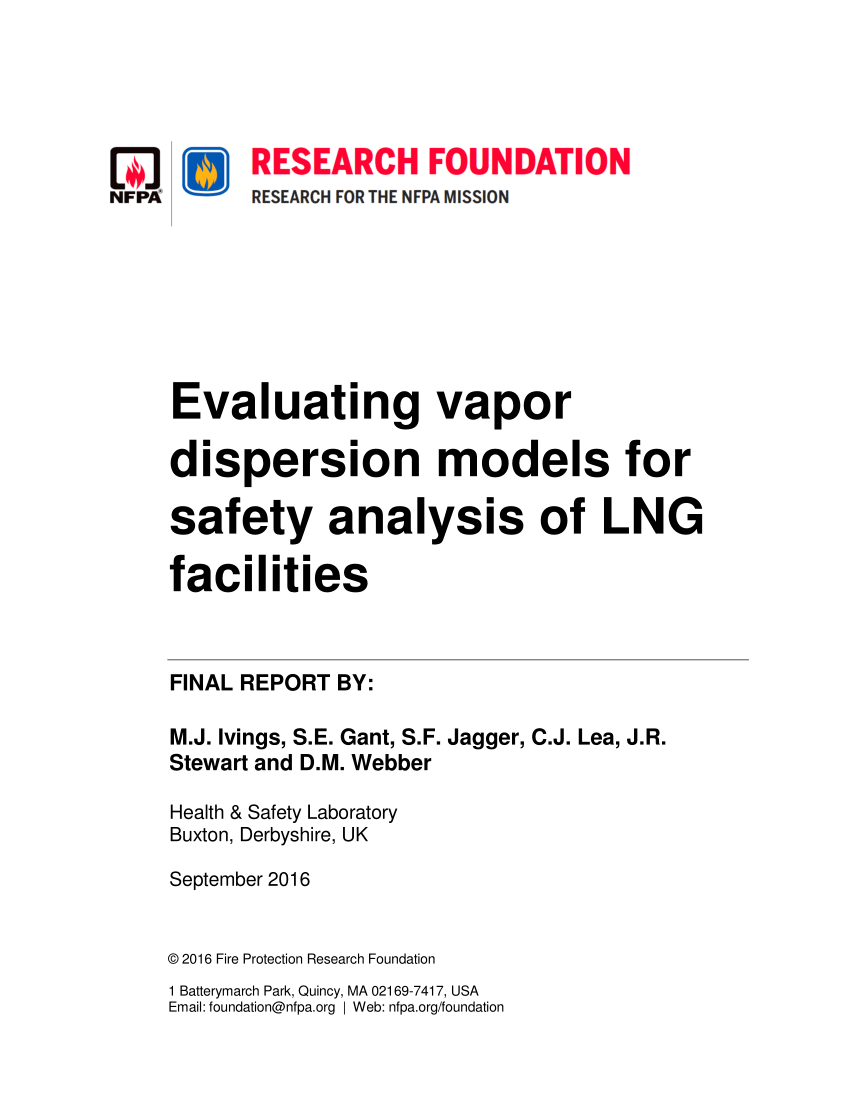 Pdf Evaluating Vapor Dispersion Models For Safety Analysis Of Lng Facilities