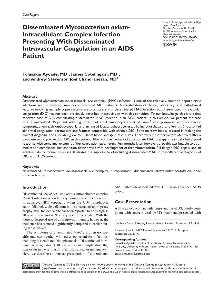 Pdf Disseminated Mycobacterium Avium Intracellulare Complex Infection Presenting With 4789