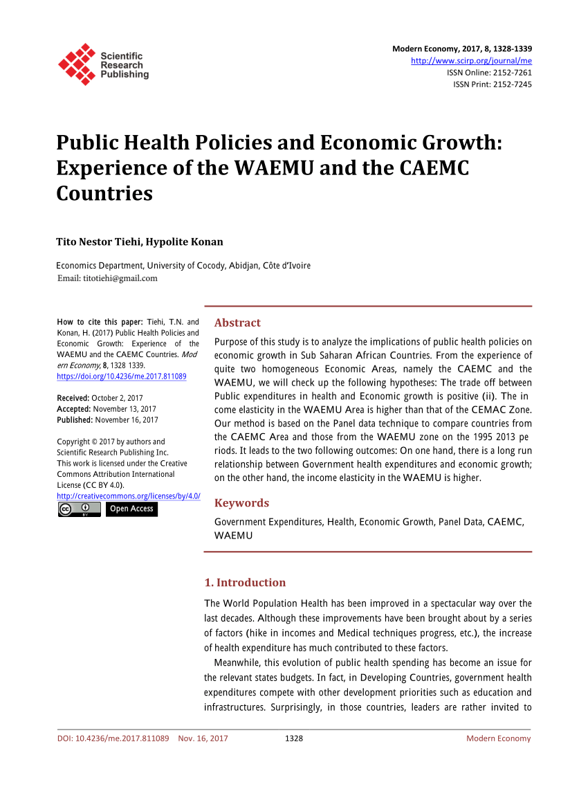 PDF) Public Health Policies and Economic Growth: Experience of the 