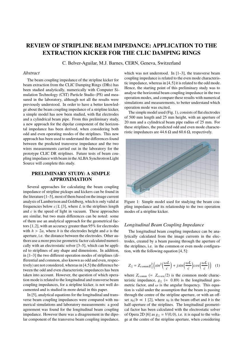 (PDF) Review of stripline beam impedance application to the extraction