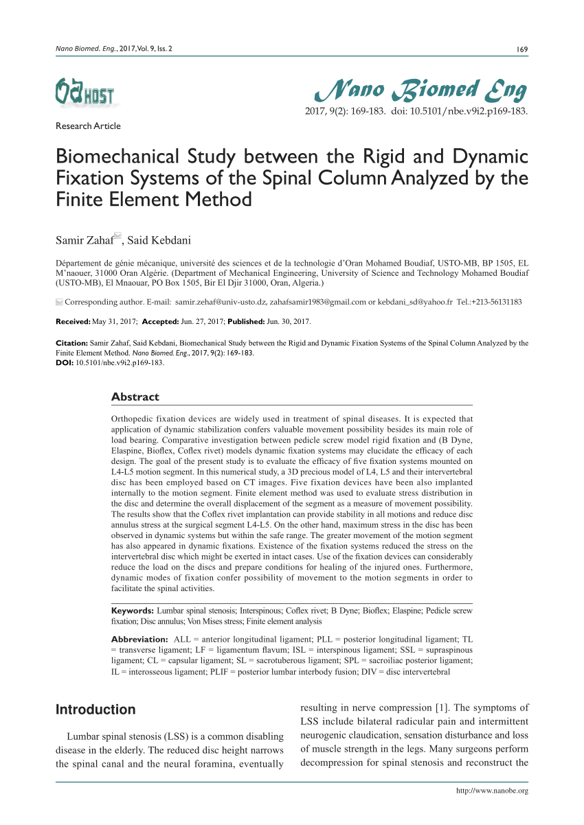 Pdf Biomechanical Study Between The Rigid And Dynamic Fixation