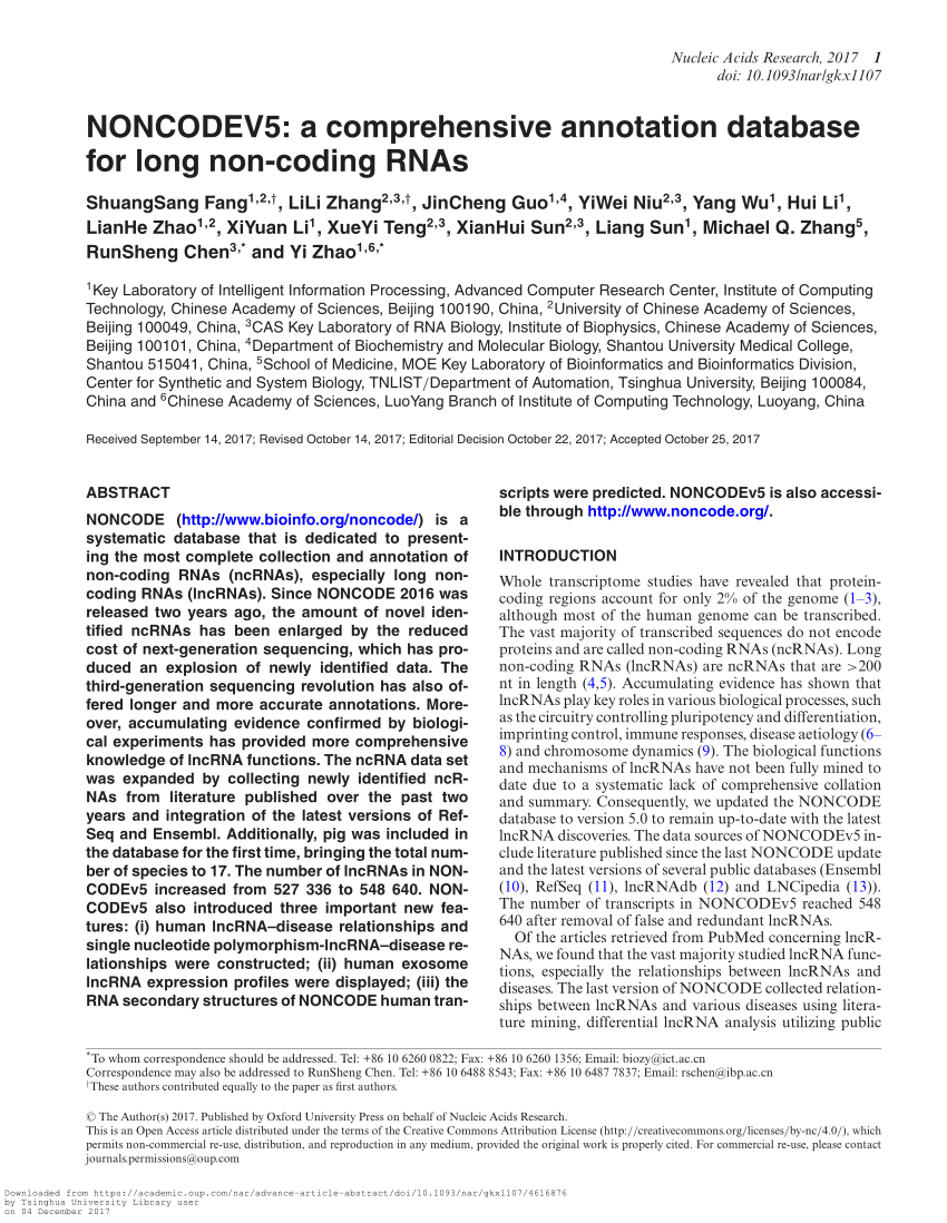 Pdf Noncodev5 A Comprehensive Annotation Database For Long Non Coding Rnas