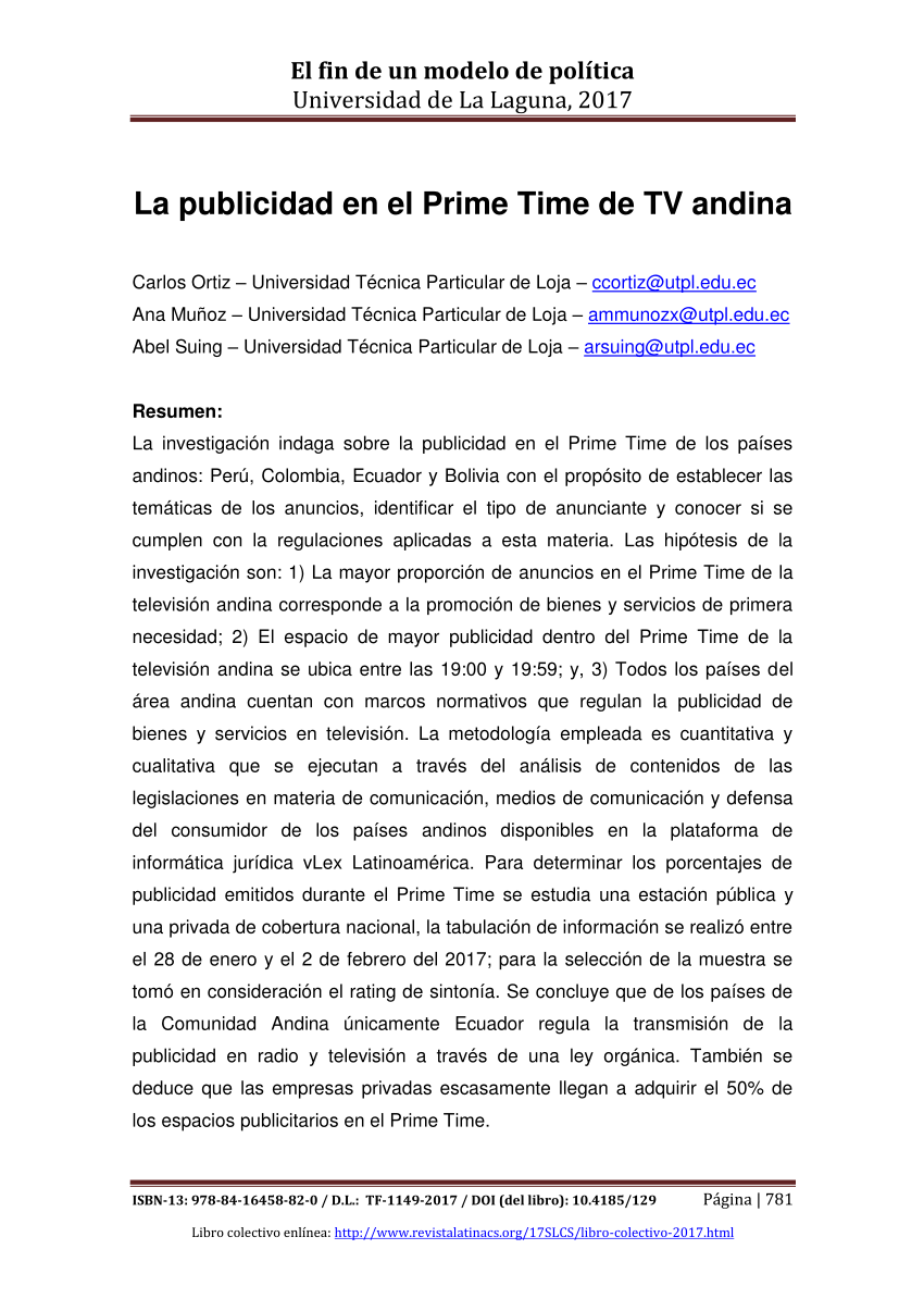 Pdf La Publicidad En El Prime Time De Tv Andina