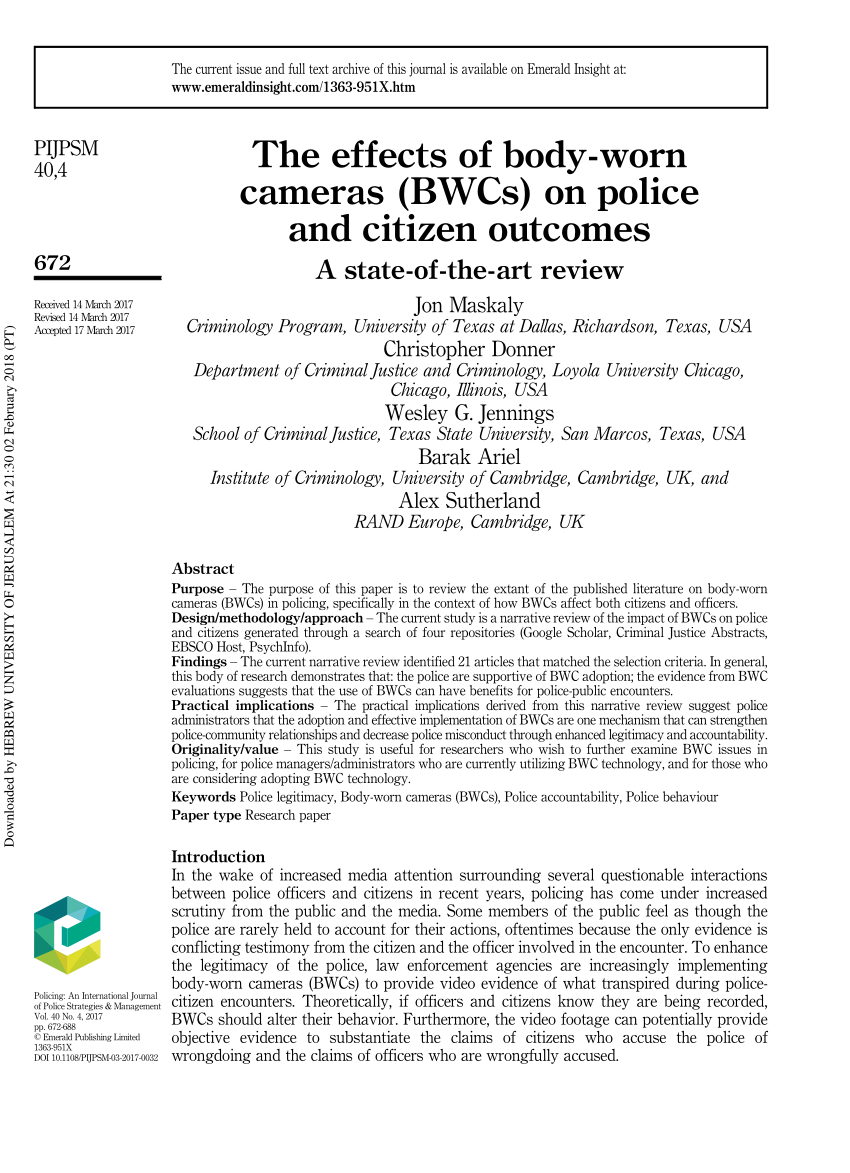 body worn camera research paper