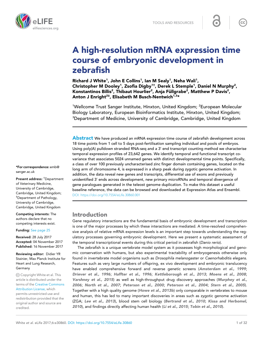 PDF) A high-resolution mRNA expression time course of embryonic ...