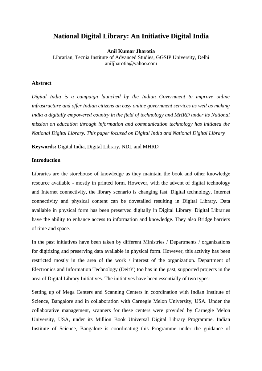 research paper on digital library pdf