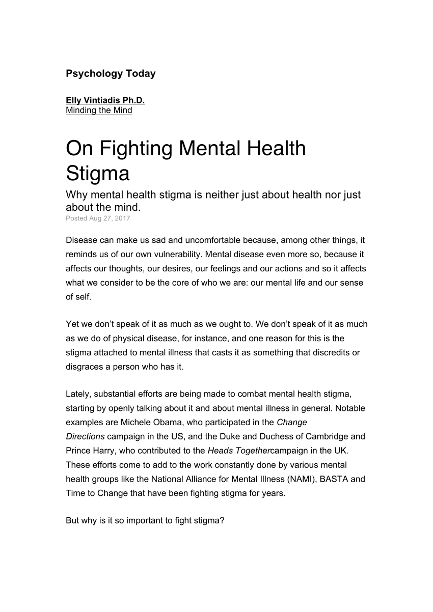 mental health stigma essay introduction