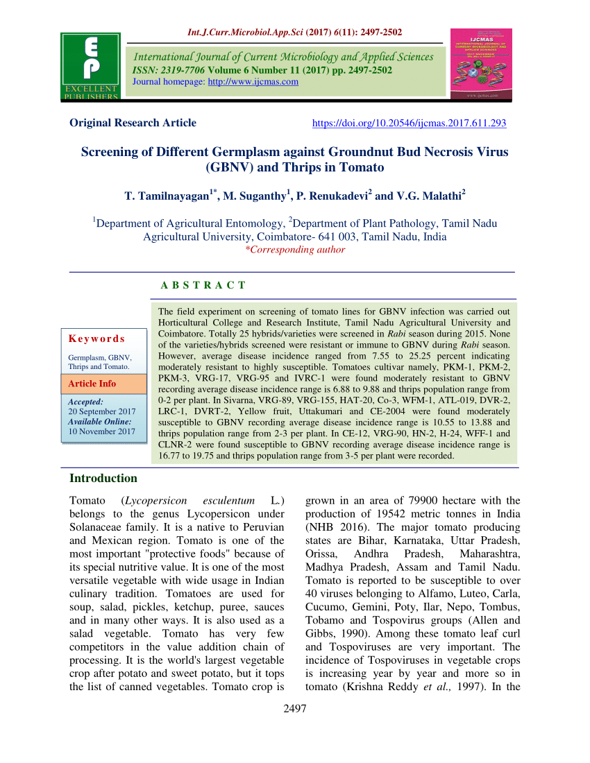 (PDF) Screening of Different Germplasm against Groundnut Bud Necrosis ...