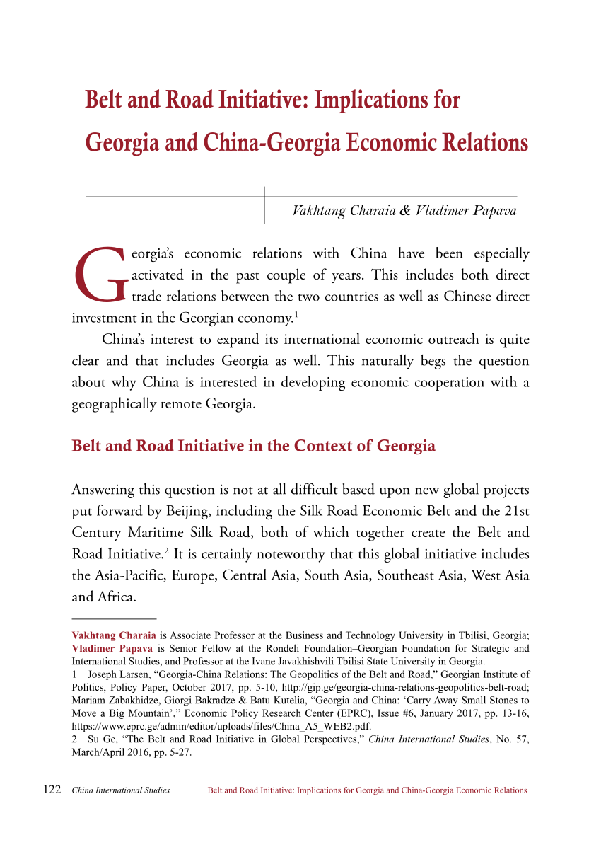 Pdf Belt And Road Initiative Implications For Georgia And