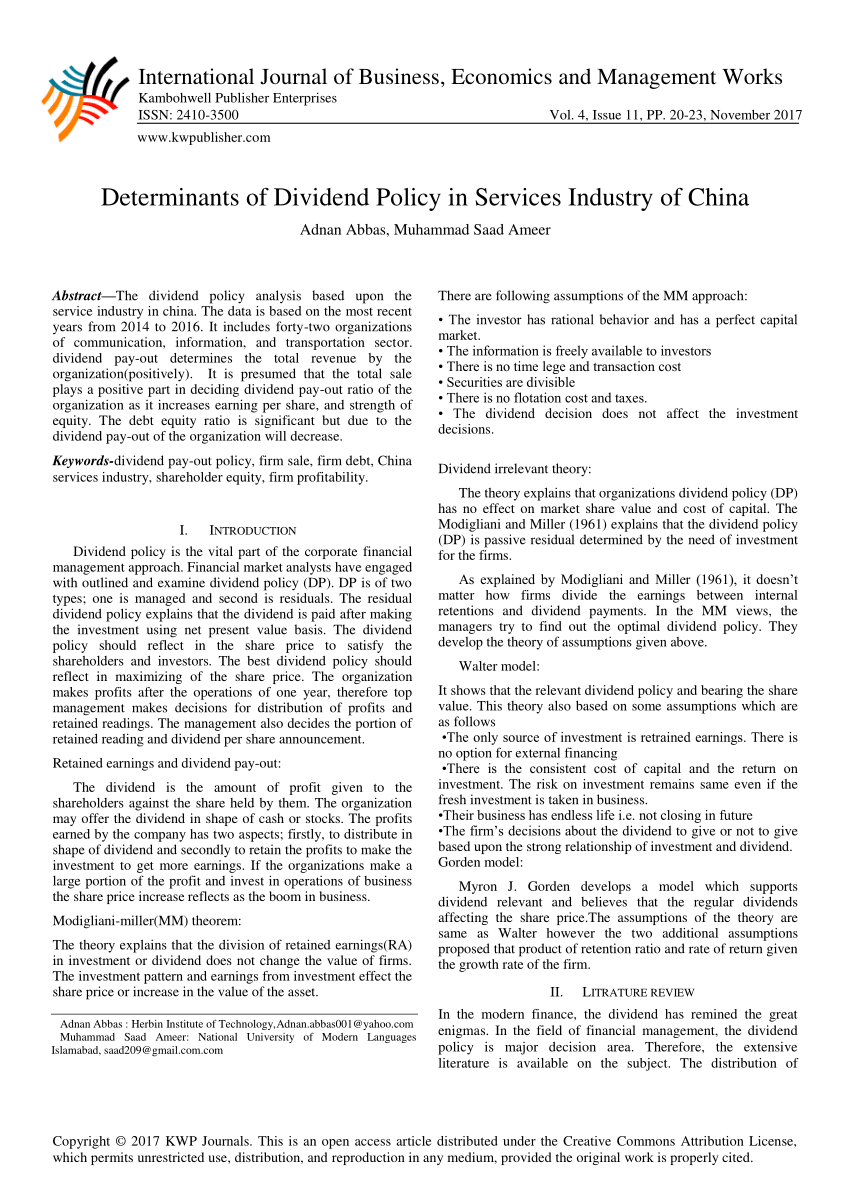 dividend policy research paper
