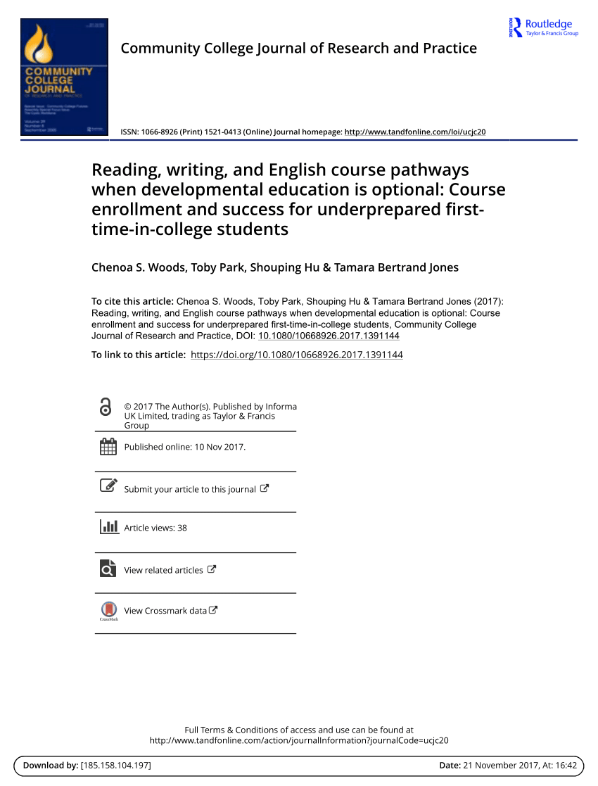 (PDF) Reading, Writing, and English Course Pathways when Developmental