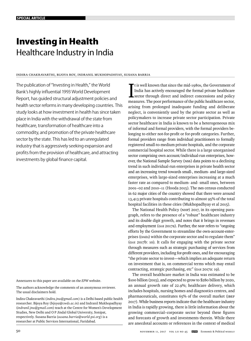 essay on health sector in india