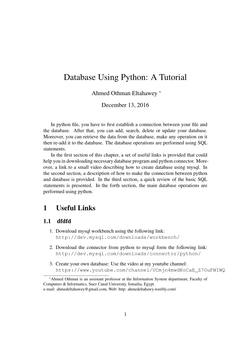 pdf) database using python: a tutorial