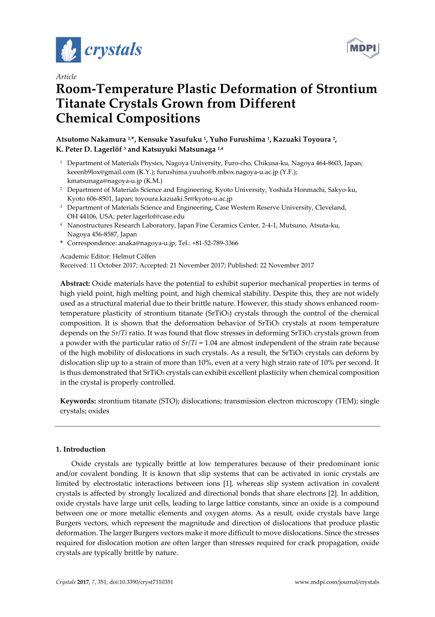 Pdf Room Temperature Plastic Deformation Of Strontium