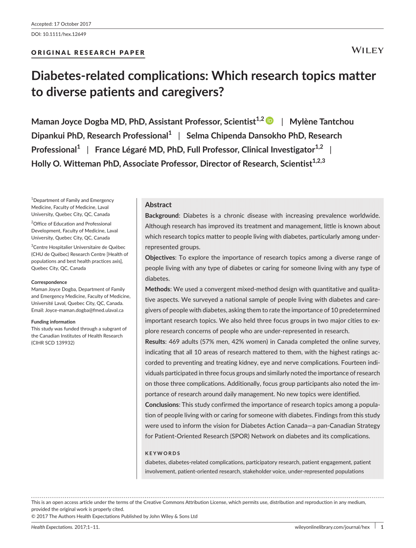 diabetes research paper titles