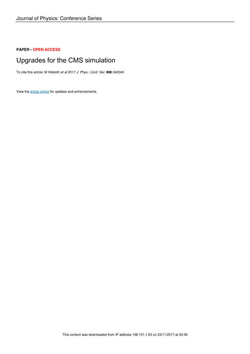 (PDF) Upgrades for the CMS simulation