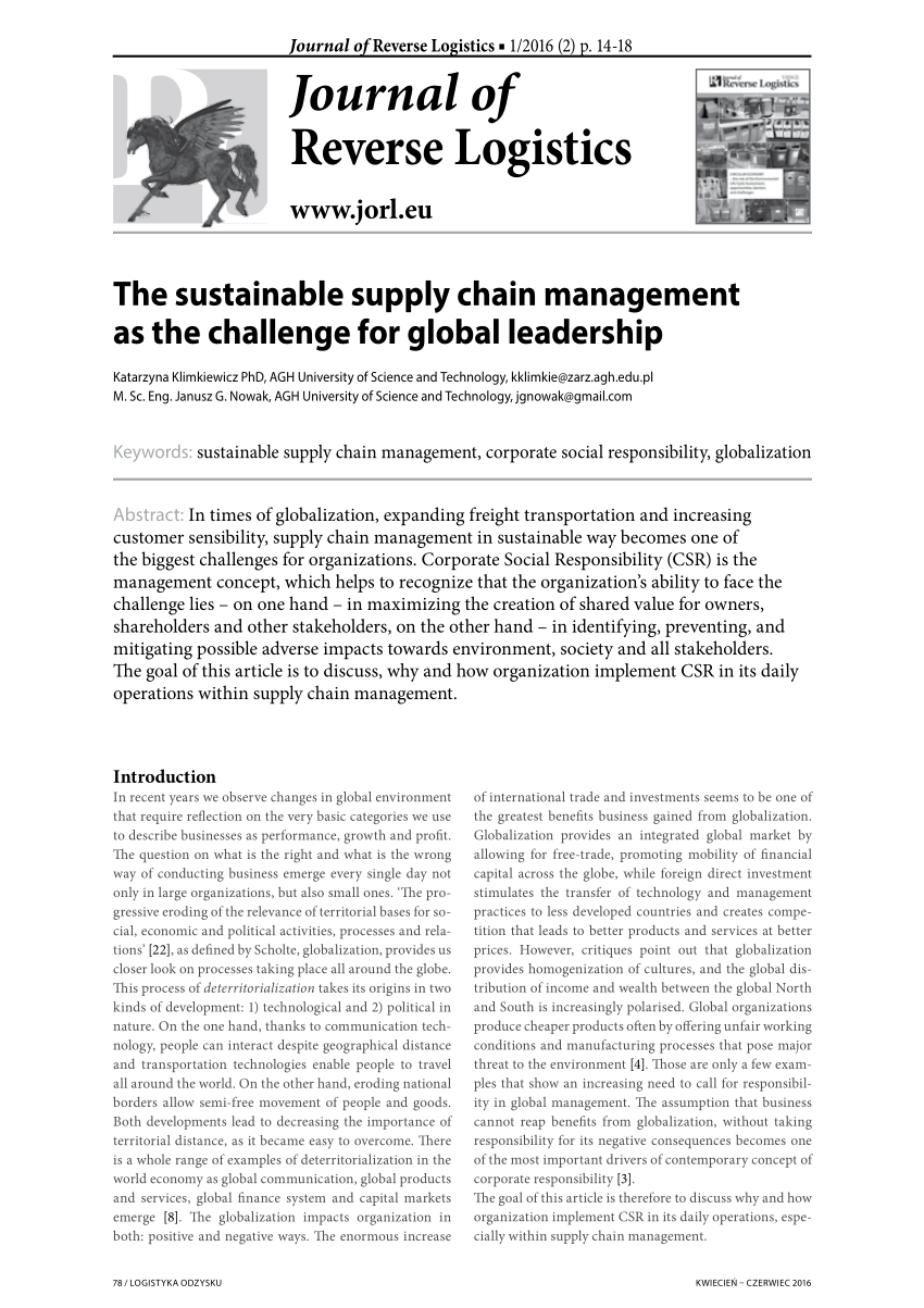 sustainable supply chain management research paper
