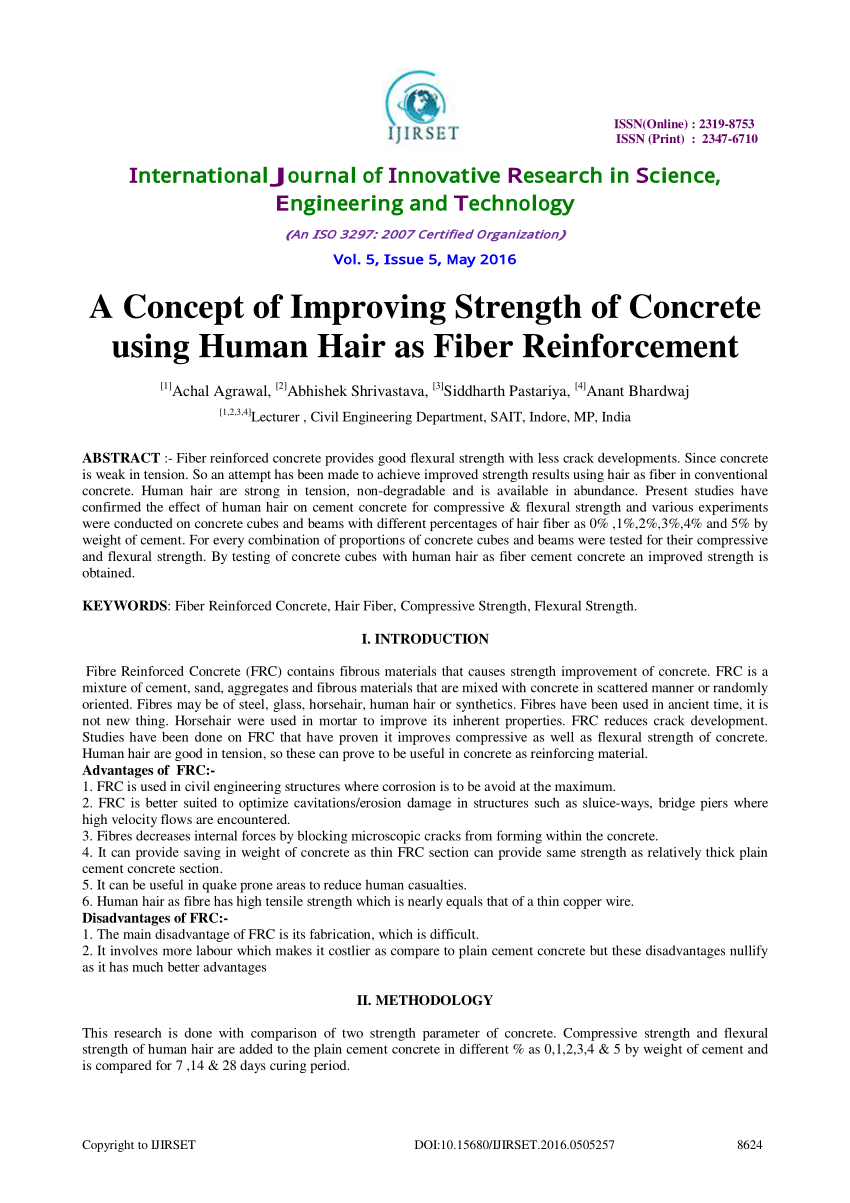 PDF Effect of Human hair as Fibers in Cement Concrete