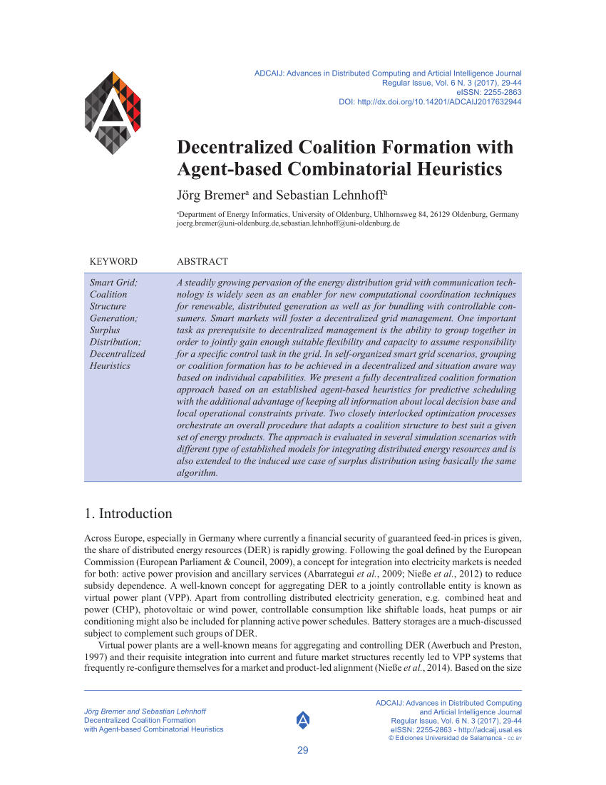 PDF) Decentralized Coalition Formation with Agent-based ...