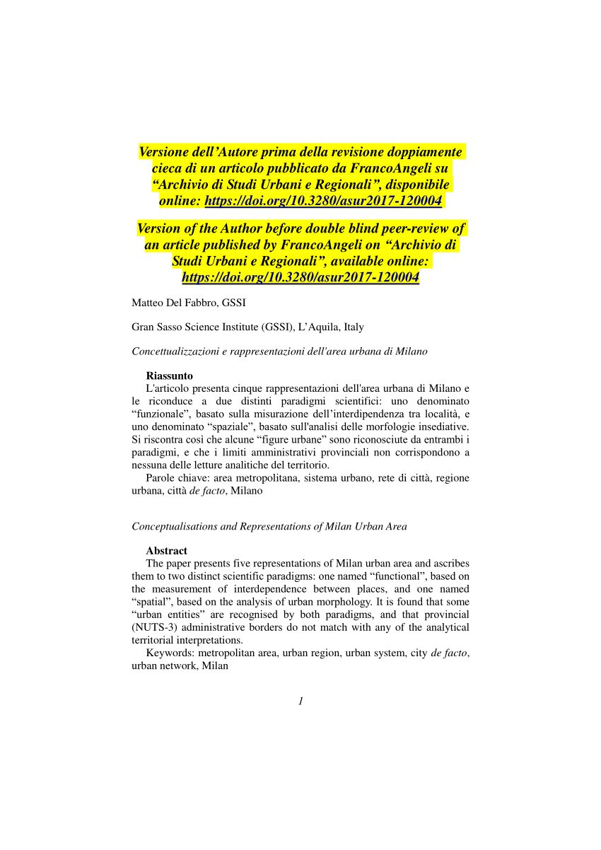 PDF Concettualizzazioni e rappresentazioni dell area urbana di