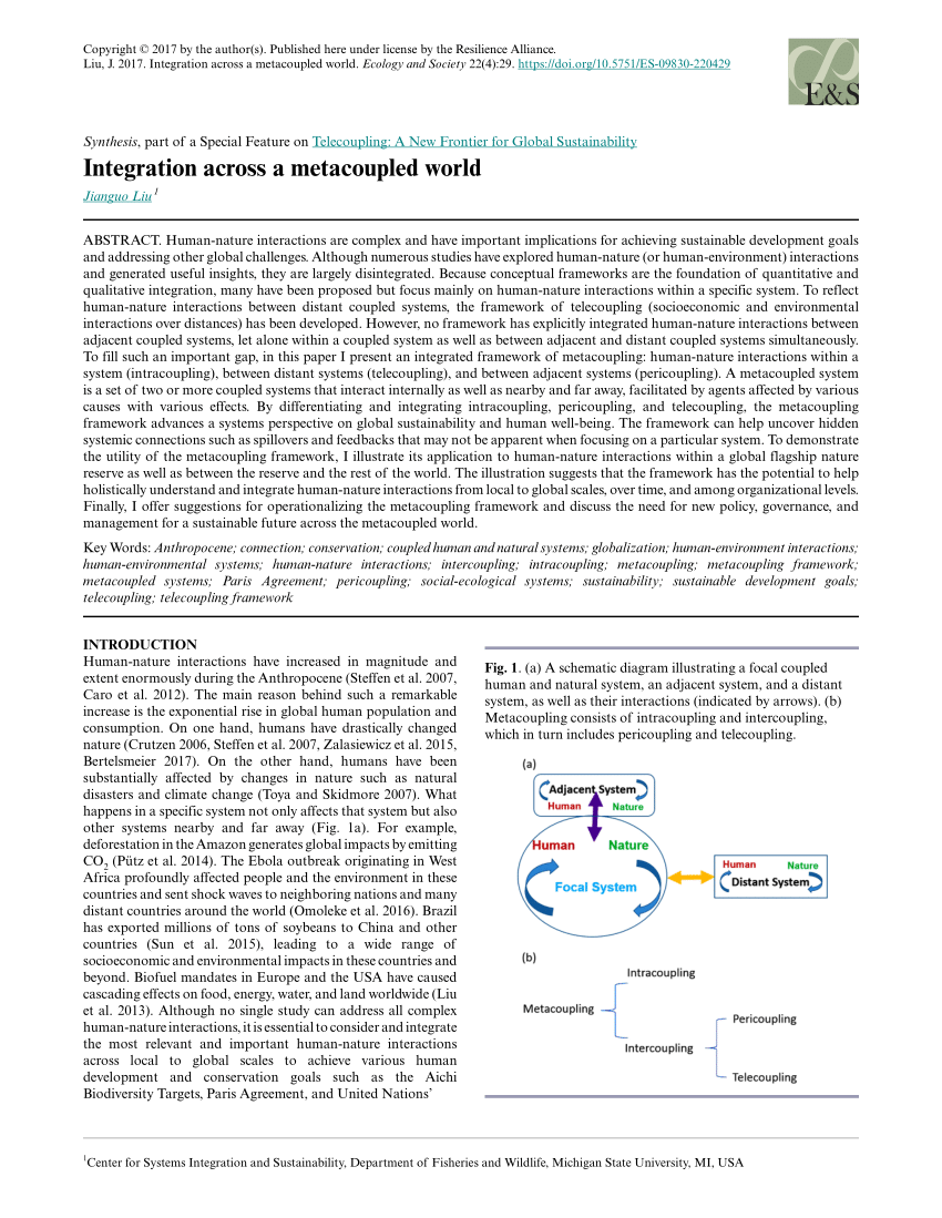 Diagram Illustrating Systems Integration Of Telecoupling Framework At Download Scientific Diagram