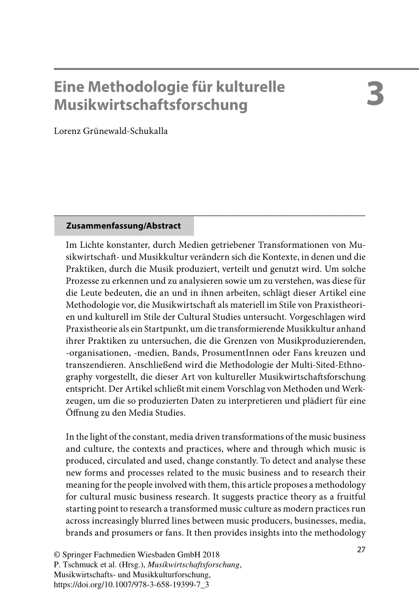 PDF Eine Methodologie für kulturelle Musikwirtschaftsforschung