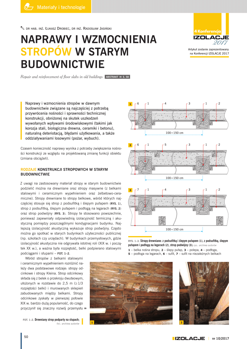 Pdf Naprawy I Wzmocnienia Stropow W Starym Budownictwie Repair And Reinforcement Of Floor Slabs In Old Buildings