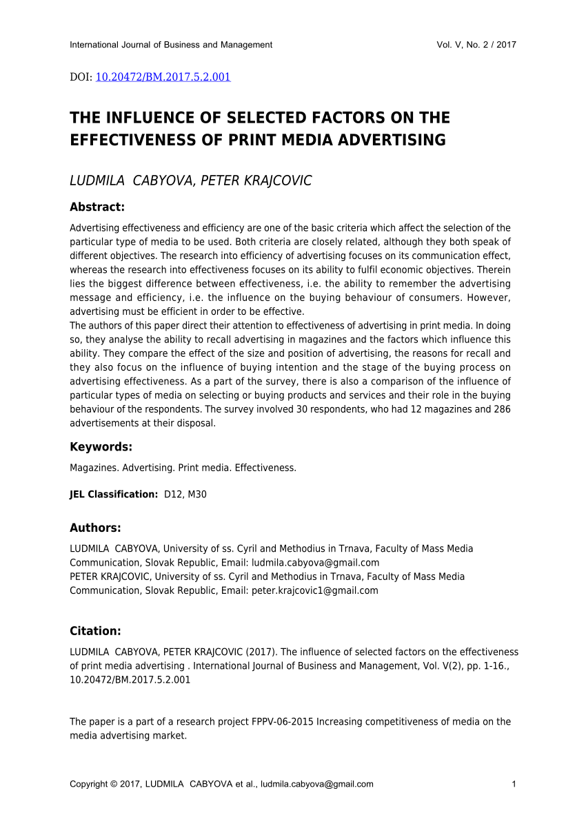 research paper on print media advertising