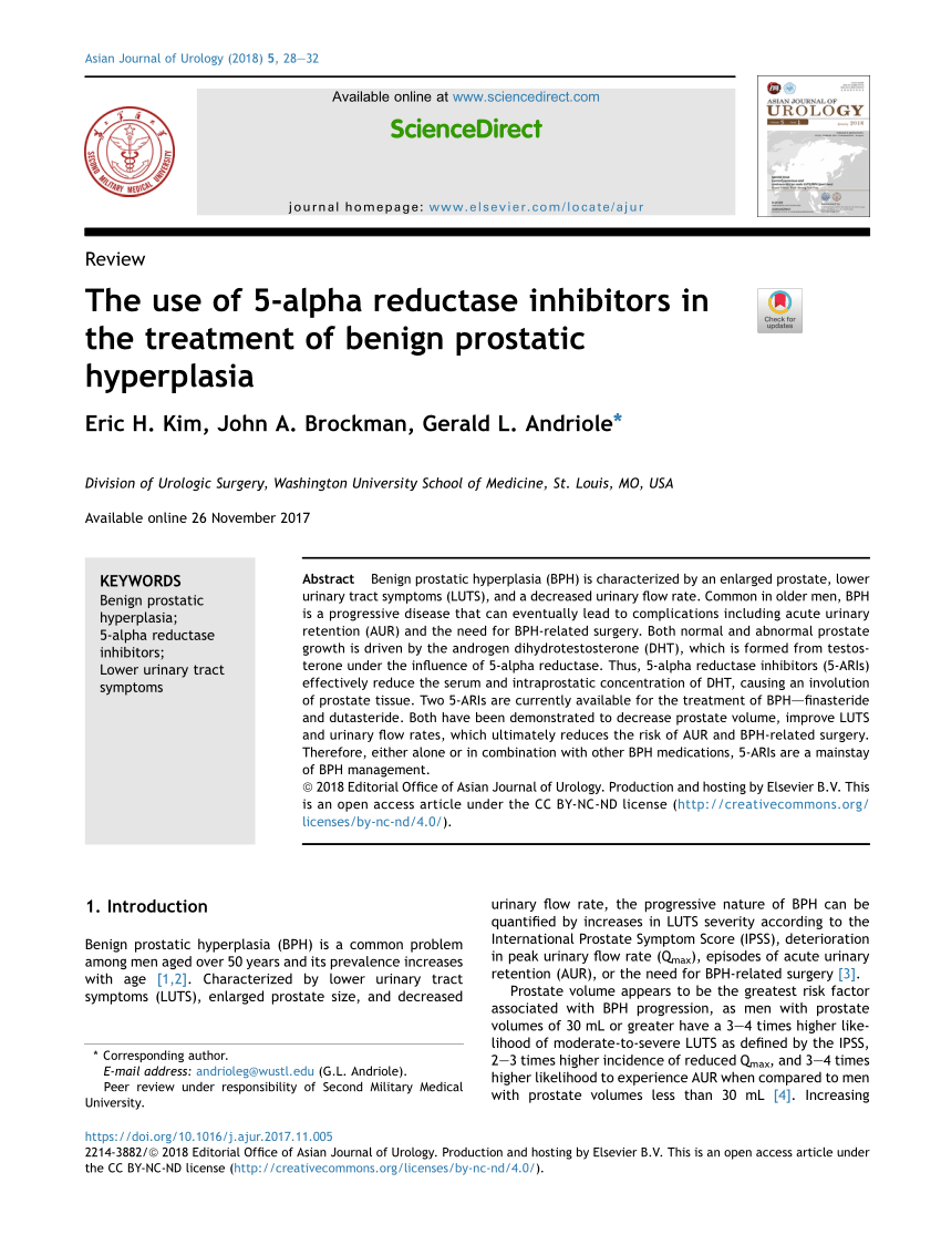 Pdf The Use Of 5 Alpha Reductase Inhibitors In The Treatment Of Benign Prostatic Hyperplasia