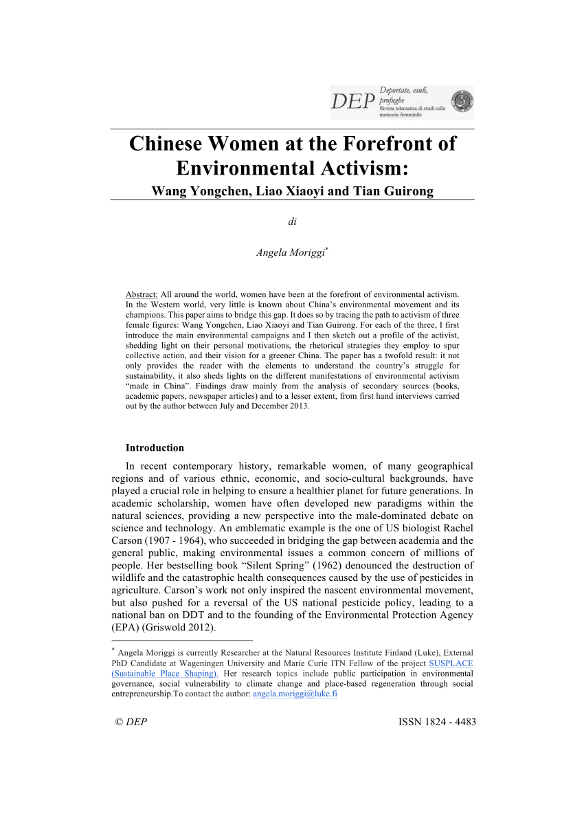 PDF) Chinese Women at the Forefront of Environmental Activism ...
