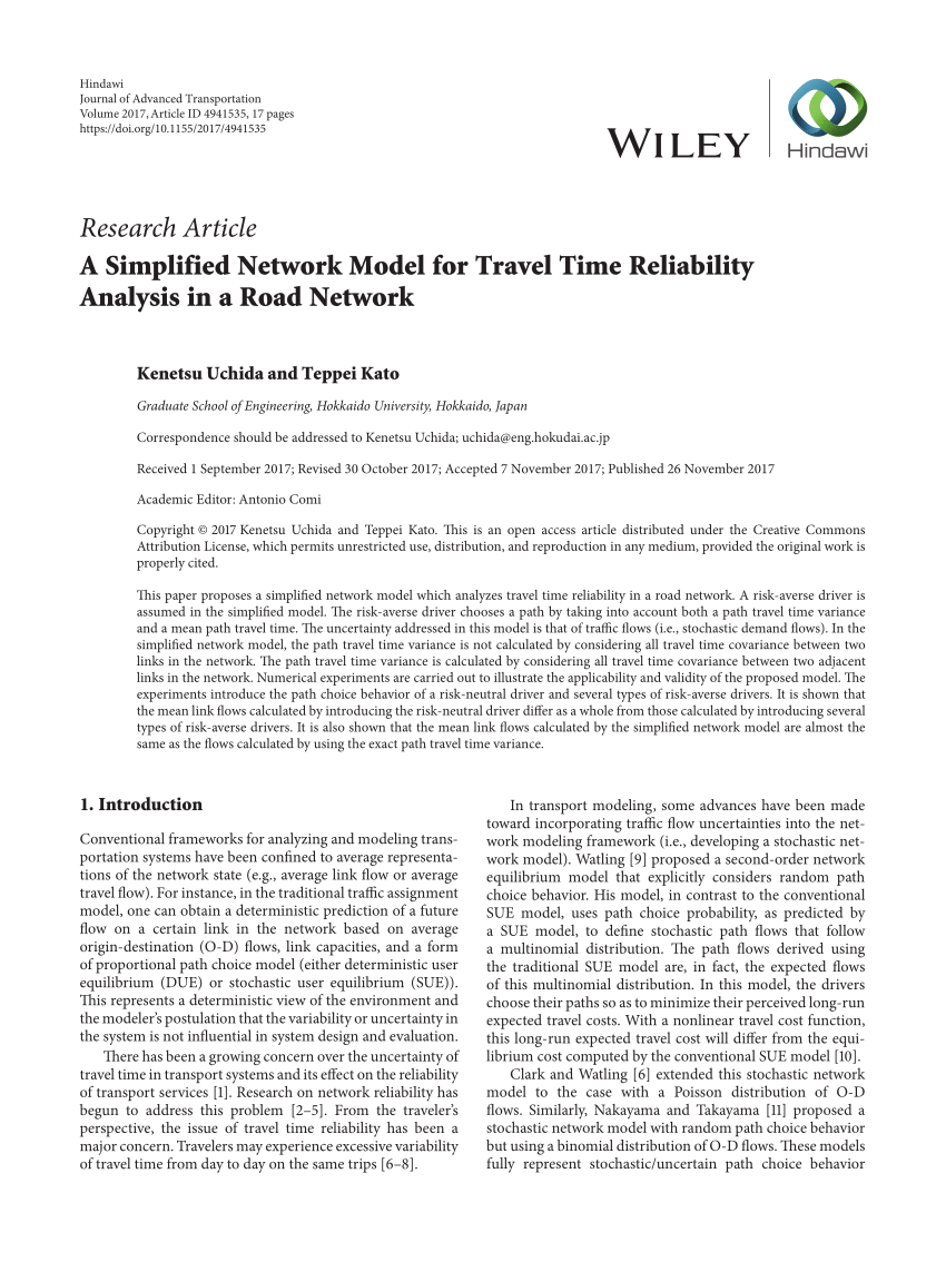 travel time reliability of road network