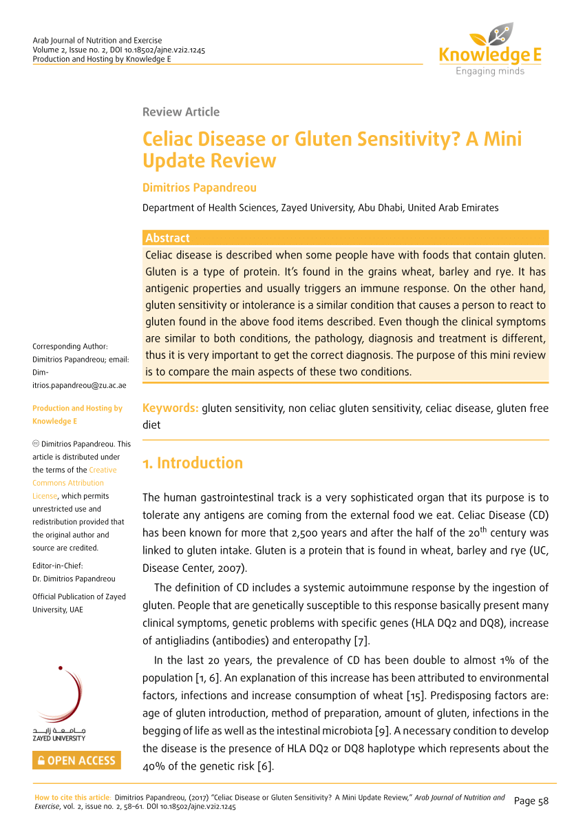 (PDF) Celiac Disease or Gluten Sensitivity? A Mini Update ...